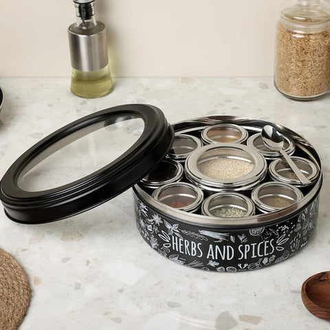 Dudki 9-in-1 Stainless Steel Herbs & Spice Box  MATT-Black