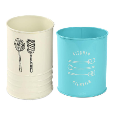 Dudki Utensil Holder & Cutlery Holder Combo | Ivory and Aqua