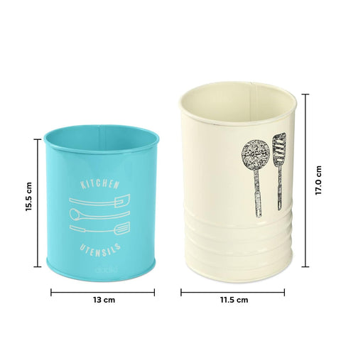 Dudki Utensil Holder & Cutlery Holder Combo | Ivory and Aqua