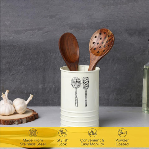 Dudki Utensil Holder & Cutlery Holder Combo | Ivory and Aqua