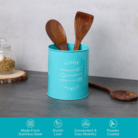 Dudki Utensil Holder & Cutlery Holder Combo | Ivory and Aqua