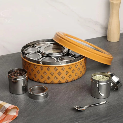 Dudki 9-in-1 Stainless Steel Spice Box Carmel Orange