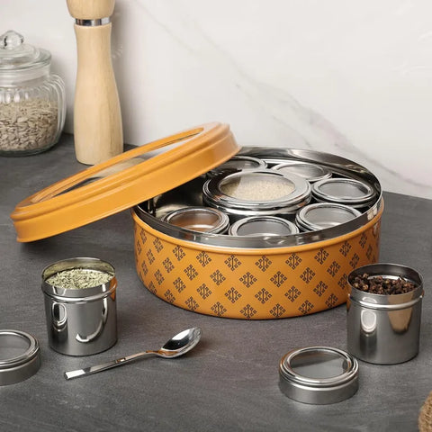 Dudki 9-in-1 Stainless Steel Spice Box Carmel Orange