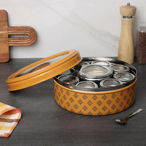 Dudki 9-in-1 Stainless Steel Spice Box Carmel Orange