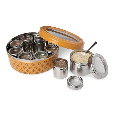 Dudki 9-in-1 Stainless Steel Spice Box Carmel Orange