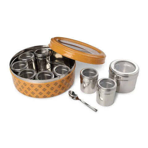 Dudki 9-in-1 Stainless Steel Spice Box Carmel Orange